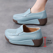 Women's Slip-On Mid-Heel Platform Shoes Breathable Synthetic Upper Light Blue