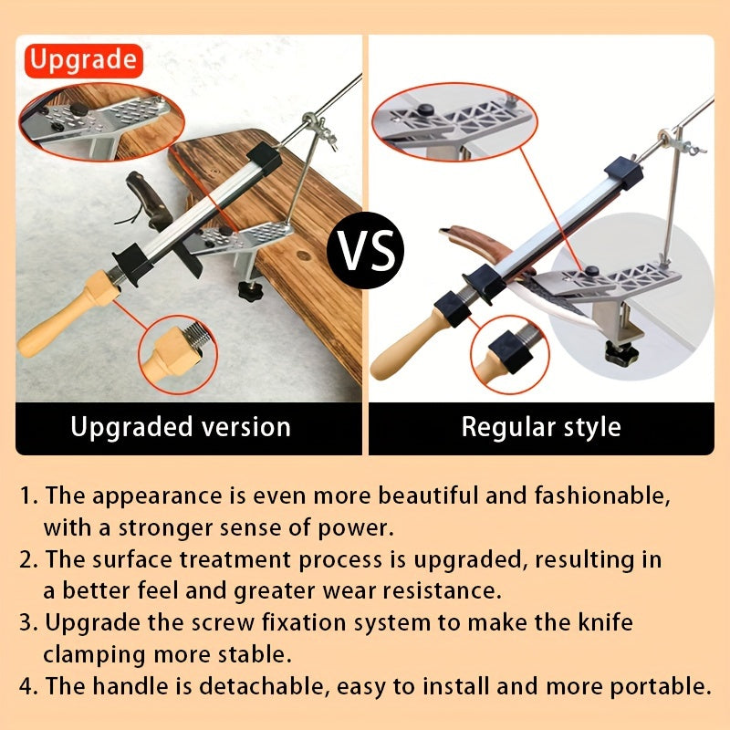  Piedra de afilado ajustable en ángulo con herramienta de afilado rápido de metal, mango portátil