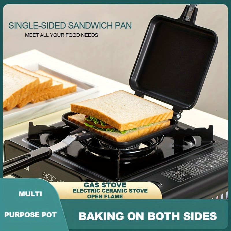 Sartén para sándwich de aluminio, antiadherente, doble cara, bandeja para hornear tostadas para desayuno, tortilla, camping