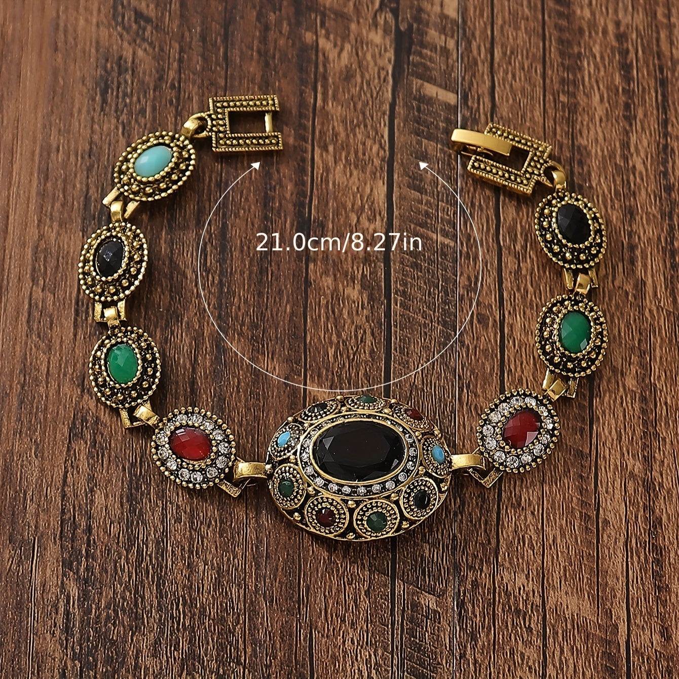 Women's Vintage Palace Style Bracelet with Water Diamonds and Geometric Starburst Design