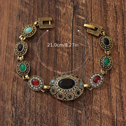 Women's Vintage Palace Style Bracelet with Water Diamonds and Geometric Starburst Design