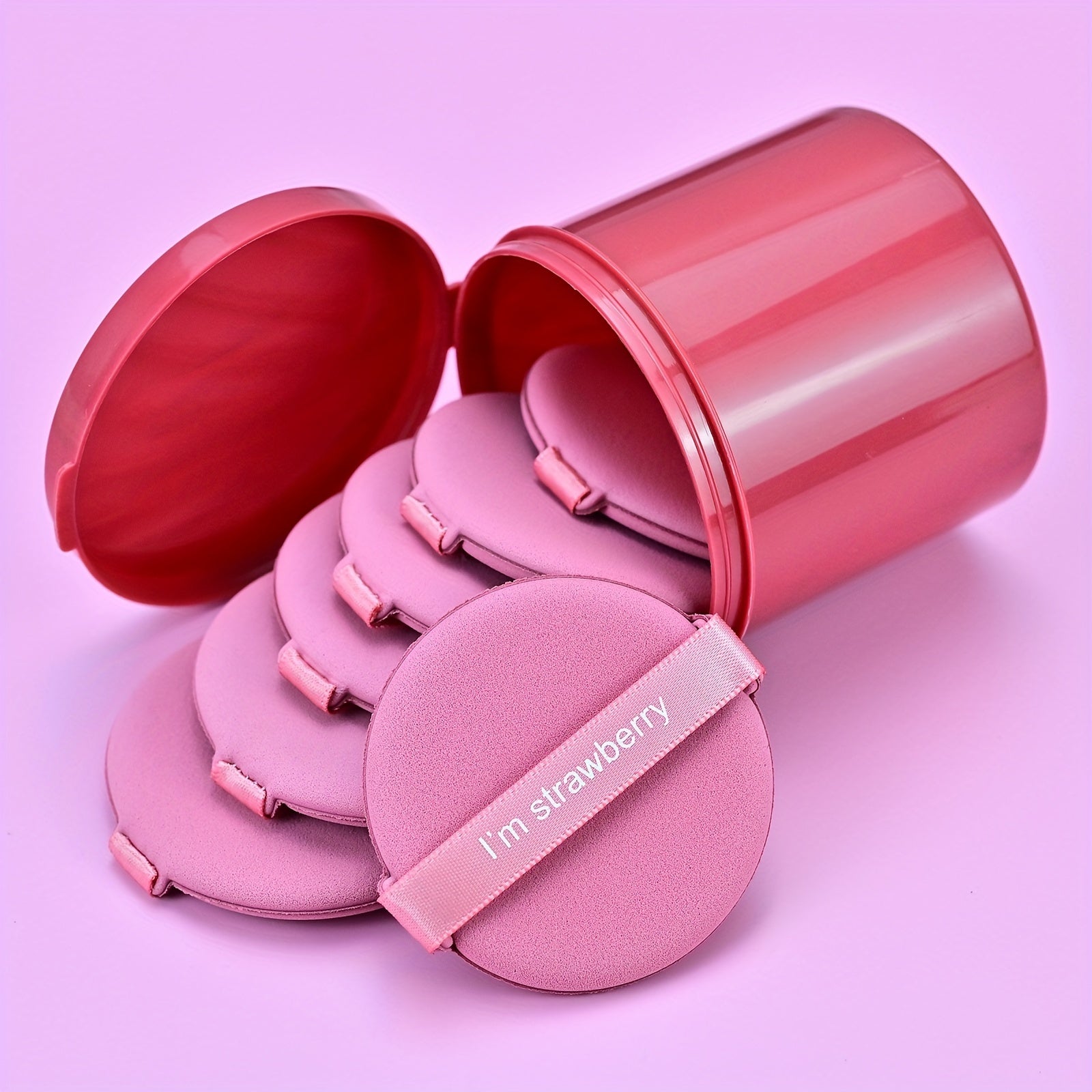 Set de 7 esponjas de maquillaje con estuche de almacenamiento, poliuretano hidrofílico, formas redondas y en forma de lágrima para base en polvo y BB Cream