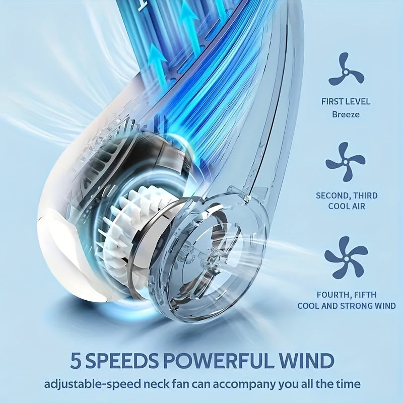 Portativ Bladeless bo'yin ventilyatori Oq Pushti USB qayta zaryadlanadigan Tinch Ichki Tashqi