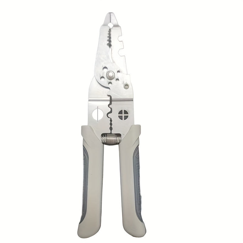 Industrial-Grade Stainless Steel Wire Cutter and Stripper Pliers with Measurement Markings for Electrical Wiring Tasks