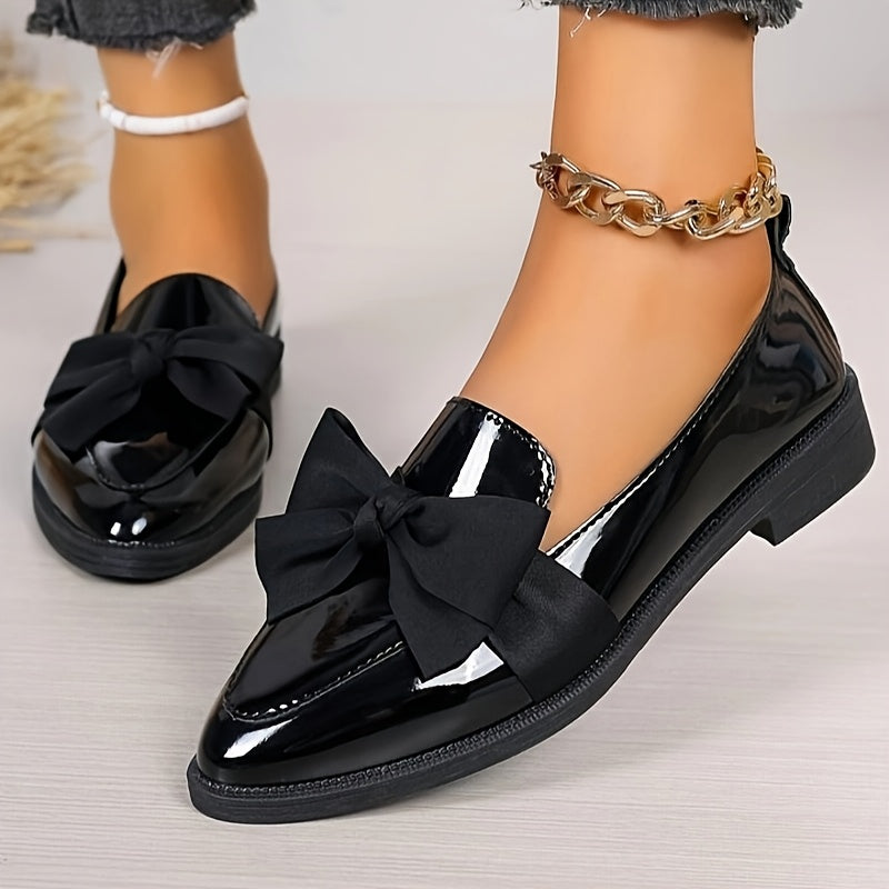 Women's Flat Shoes Faux Cover Slip-On with Bow Detail Solid Color