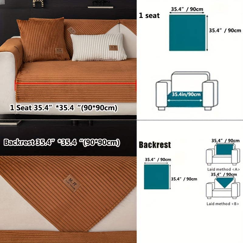 Плюшевый чехол на диван, толстый, теплый, зимний, противоскользящий, современный, дружелюбный к питомцам, для гостиной, спальни, офиса