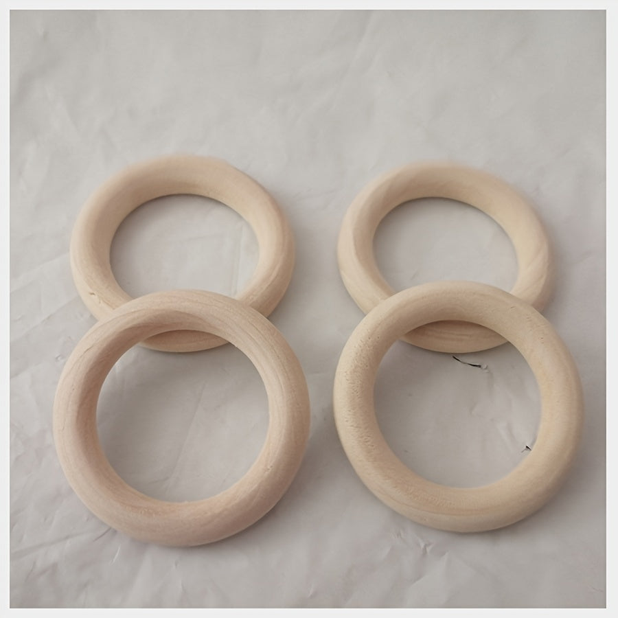 Set of 24 Natural Wood Rings 5cm for Crafting Jewelry Making DIY Projects