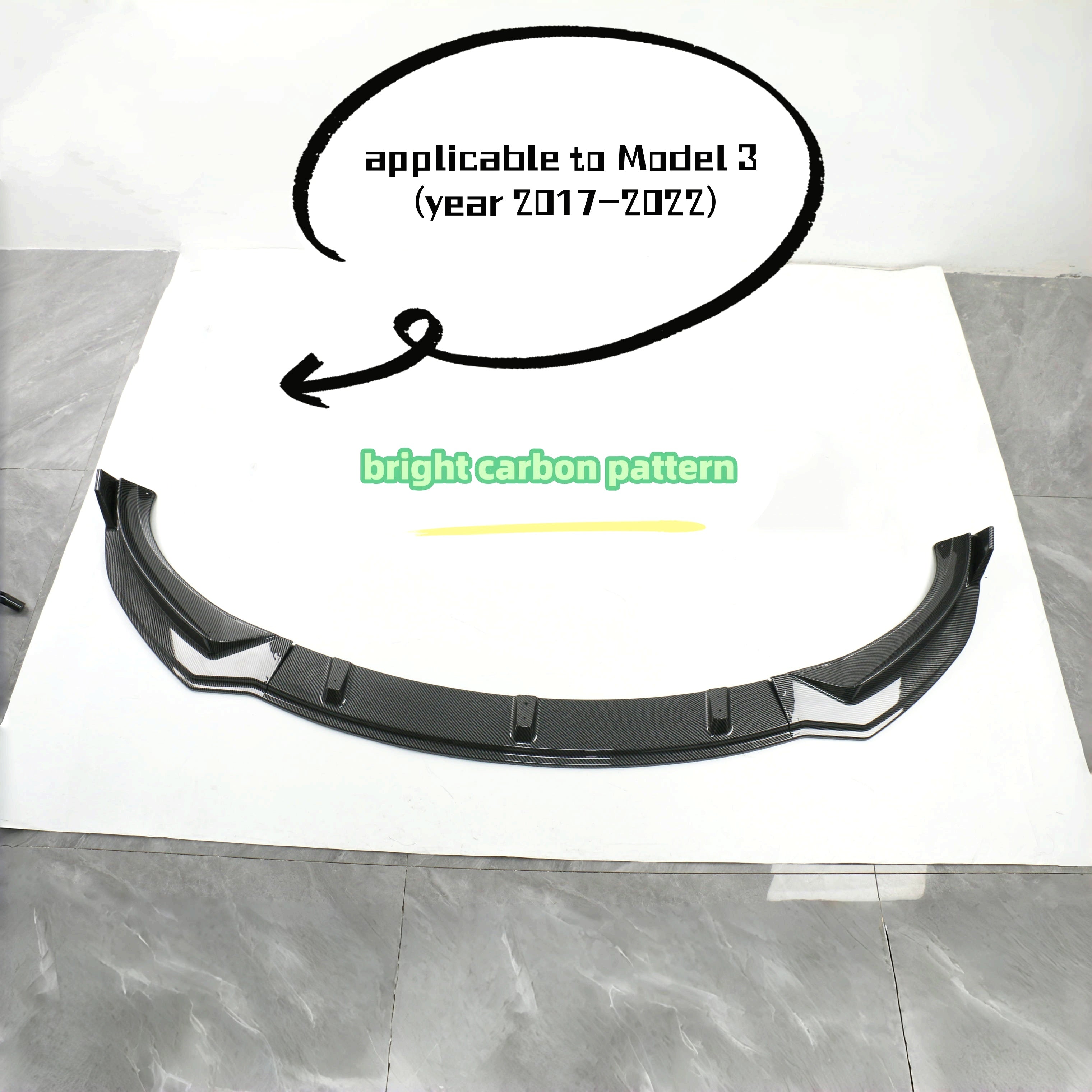 Front Lip Spoiler ABS Black for Tesla Model 3 2017-2022 Car Modification