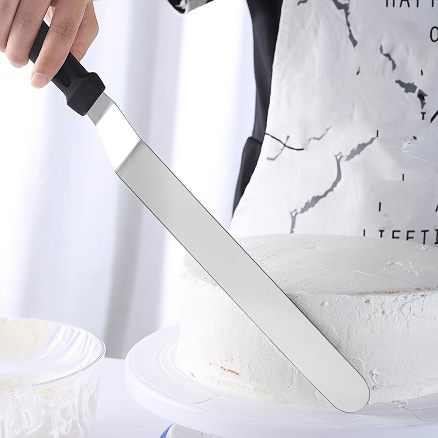 Set of 3 Stainless Steel Cake Scrapers for Decorating, Straight and Curved