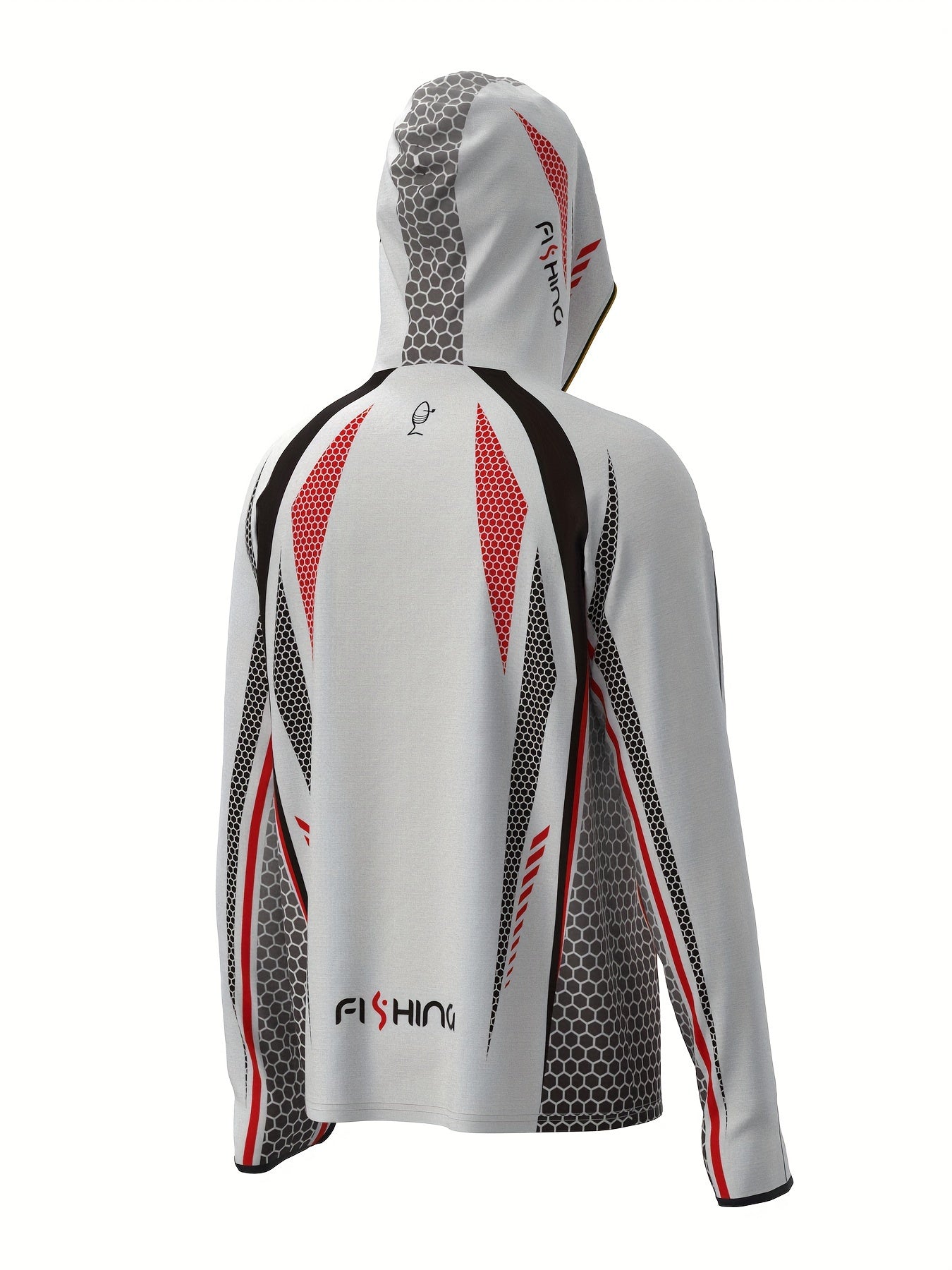 Erkaklar uchun baliq ovlash ko'ylagi, bosma dizayni, tez quriydigan va nafas oladigan material, dengiz baliq ovlash va jig baliq ovlash uchun. Velosipedda va quyoshdan himoya qilish uchun tashqi kapyushonli katta o'lcham variant.