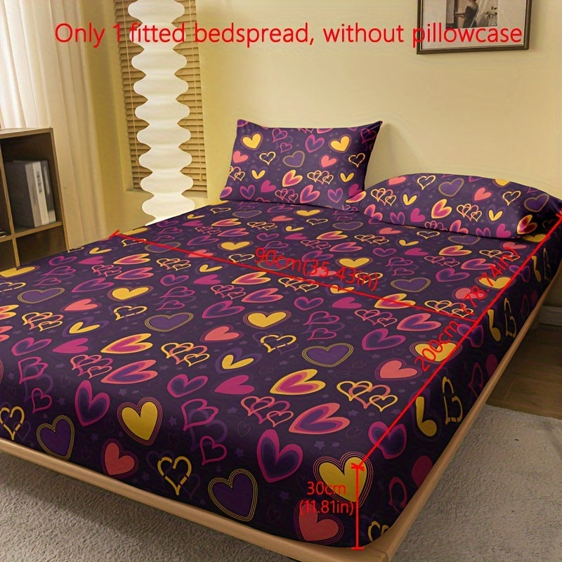 Simple Love Print Brushed Fitted Sheet Deep Pockets Soft Mattress Protector for Bedroom or Guest Room