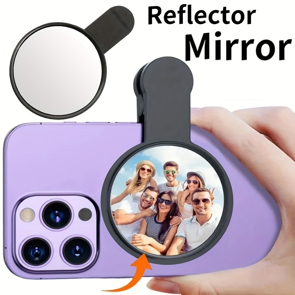 Portativ Smartfon Kamera Oyna Aks Siltash Klipi To'plami, Saqlash Sumkasi bilan, Orqa Selfie Oynasi, Plastik Material, Batareyasiz.