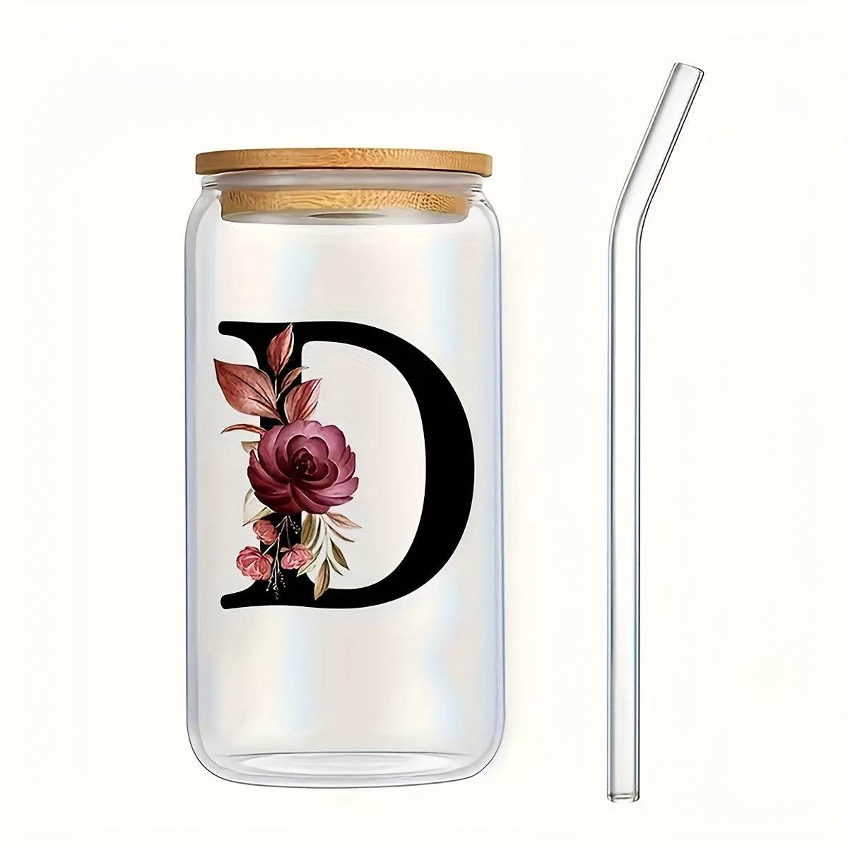 16oz Frosted Glass Cup with Bamboo Lid for Outdoor Camping