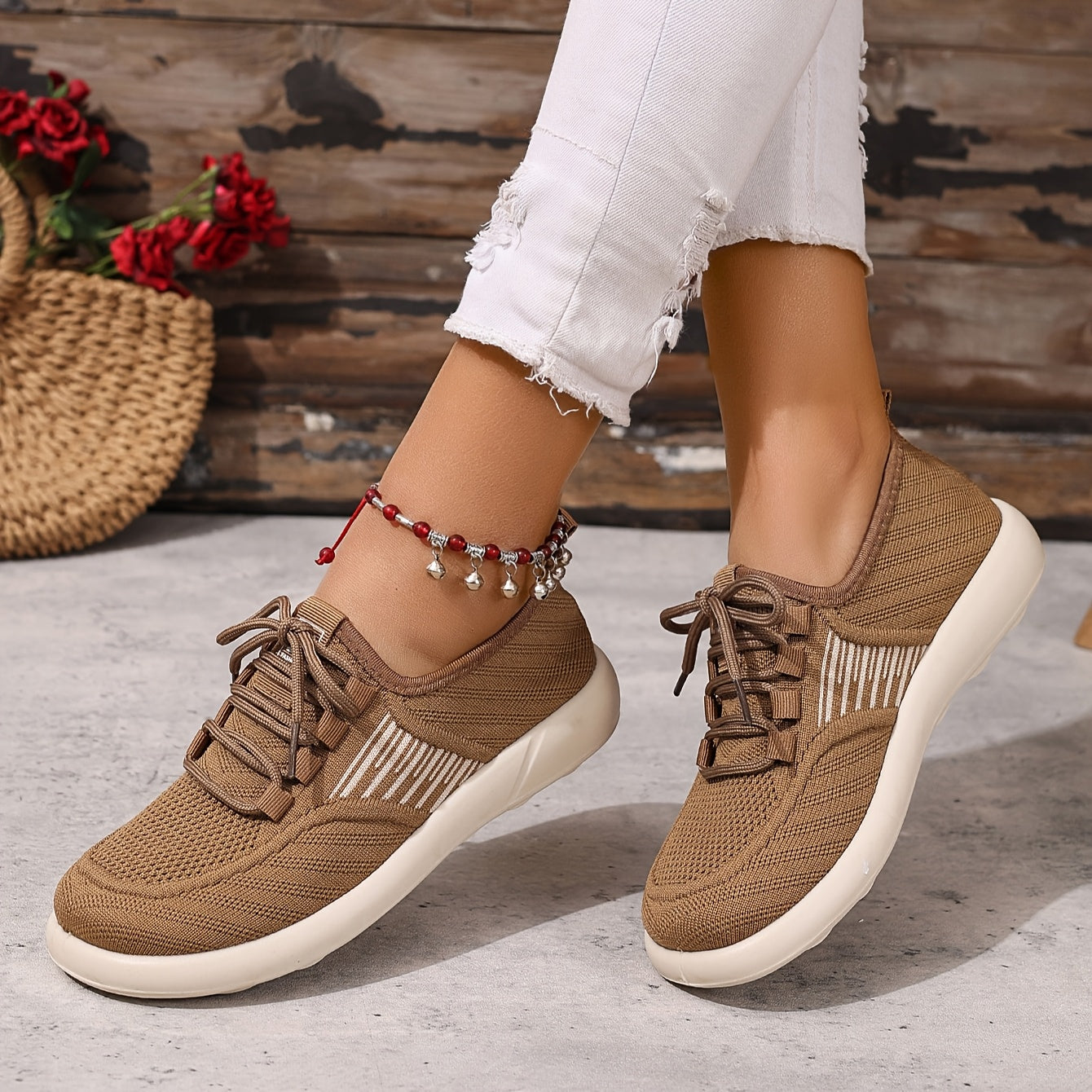 Women's Breathable Black Fabric Slip-On Sneakers Casual Low-Top Shoes