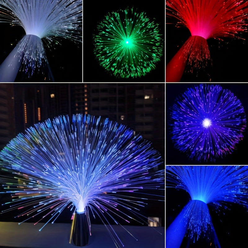 LED Fiber Optic Starry Sky Night Light Battery-Operated Floral Pattern Antique Metal Finish