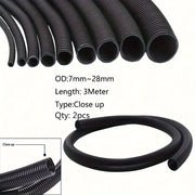 2 Pieces 3m Black Corrugated Non-Split Conduit for Automotive and Indoor Wiring