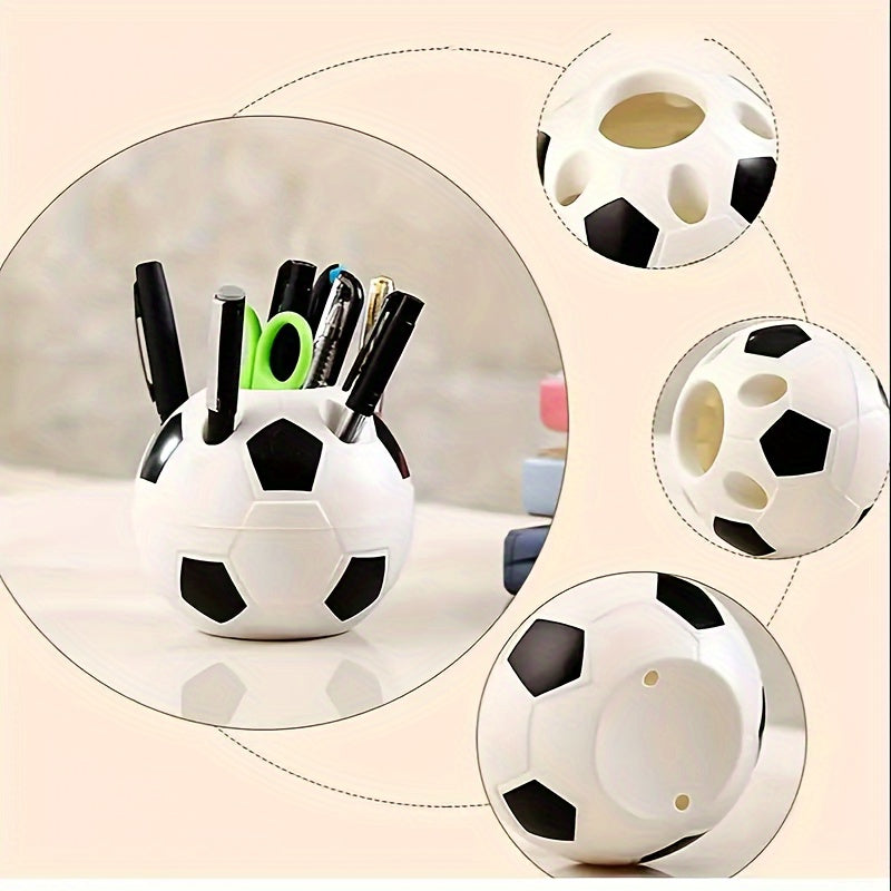 Soccer Ball Desk Organizer Pen Holder Lightweight Plastic Office Accessories