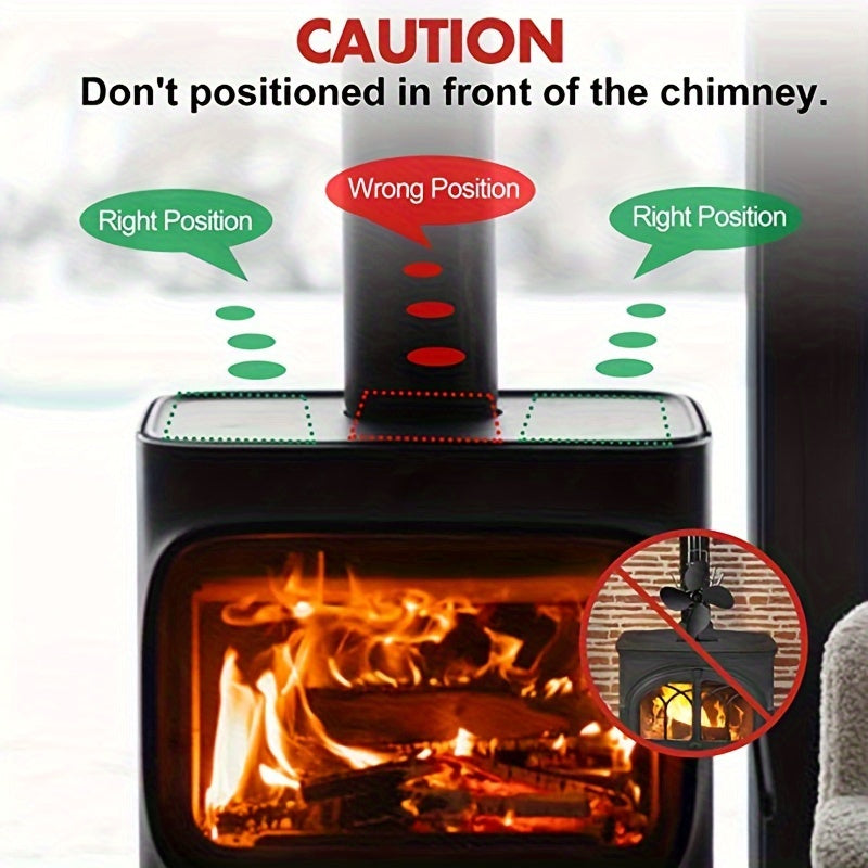 High-Speed 4-Blade Wood Stove Fan for Heat Distribution and Air Circulation