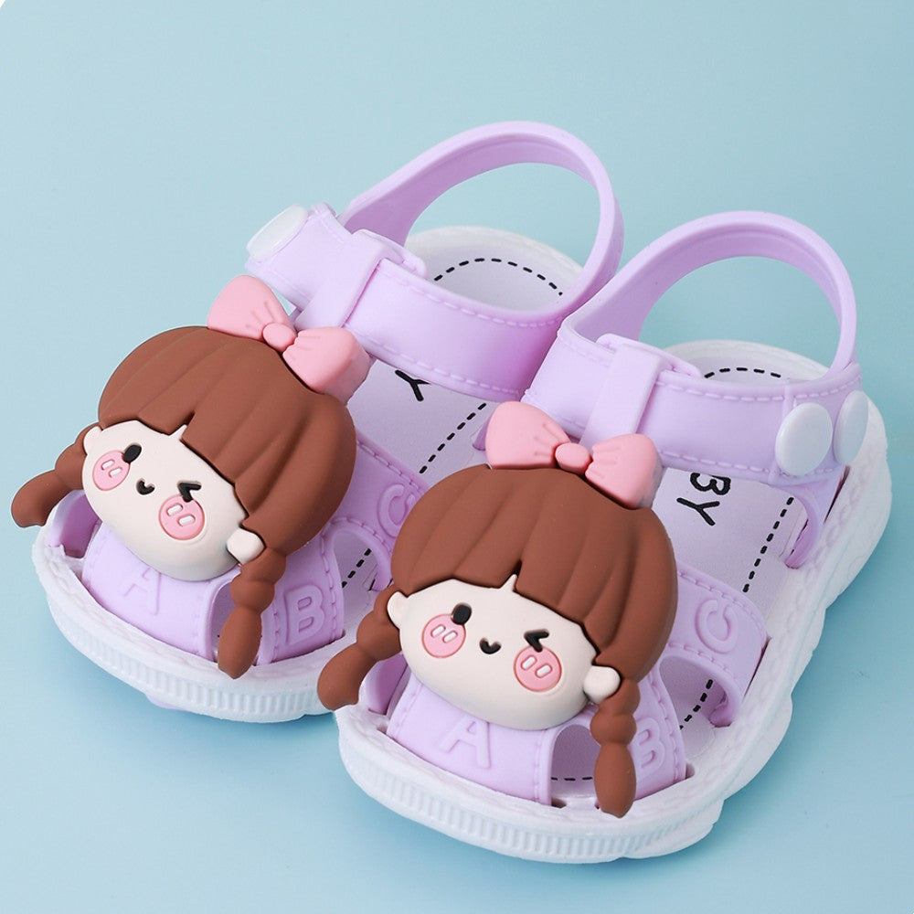 Girls Summer 2024 Cartoon Princess Sandals Toddler Infants PVC Low Top Buckle Closure