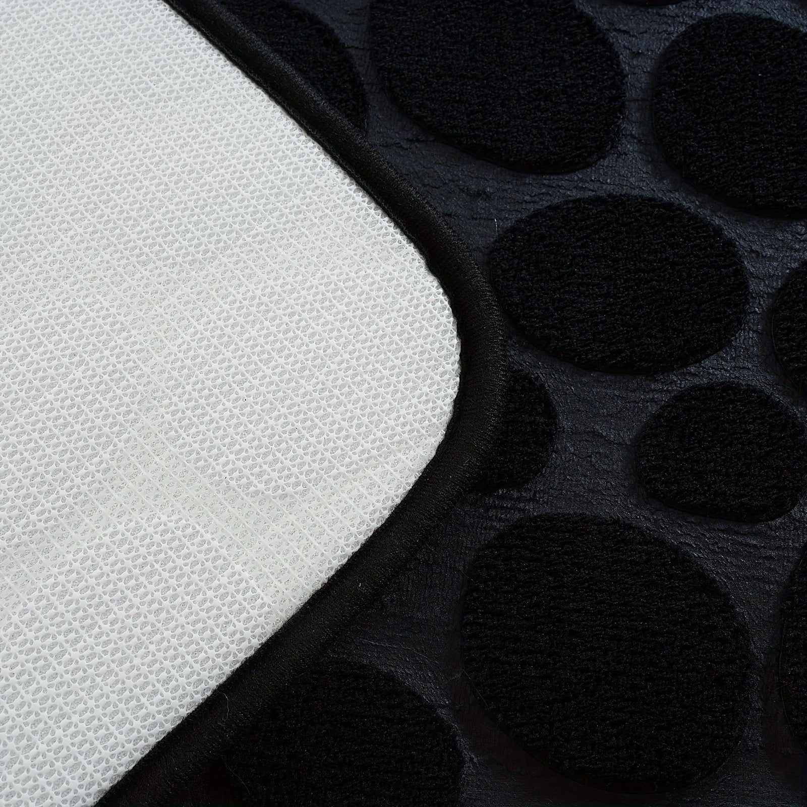 3-Piece Memory Foam Bath Mat Set Non-Slip Coral Fleece Geometric Pattern Machine Washable