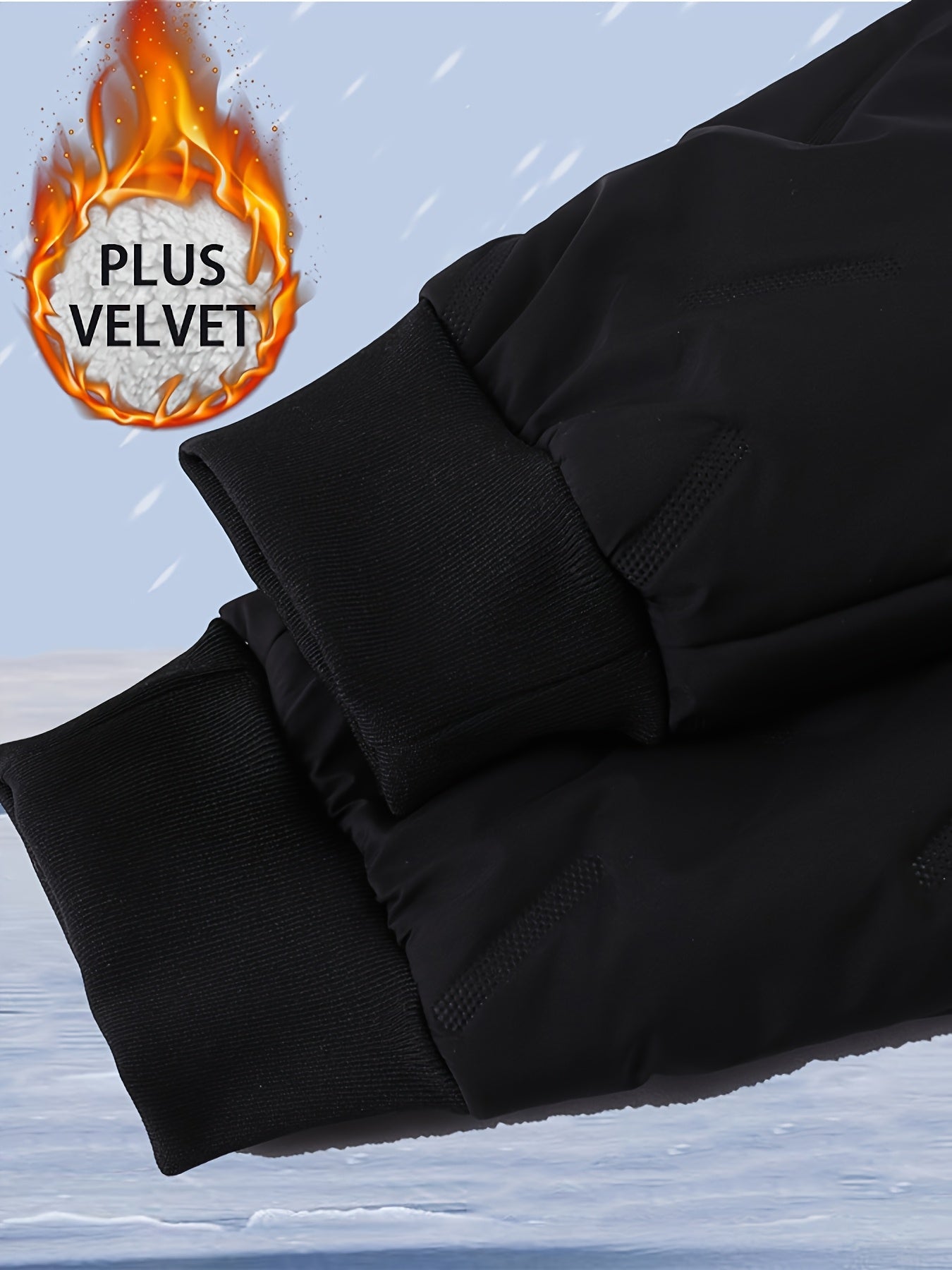 Women's Plus Size Winter Pants Thermal Flared Trousers Black Fluffy Warm