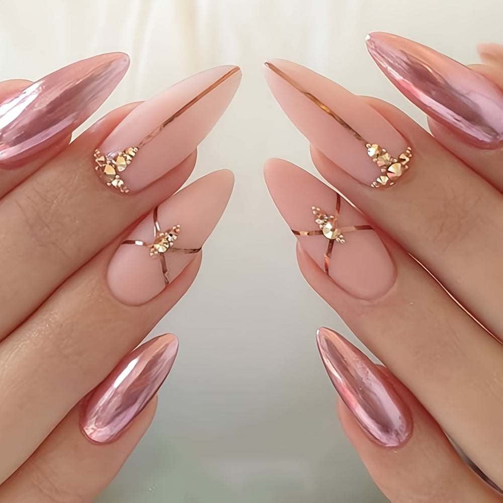 Rose Gold Metallic Nail Polish 12ml Quick Dry Chrome Finish for Adults