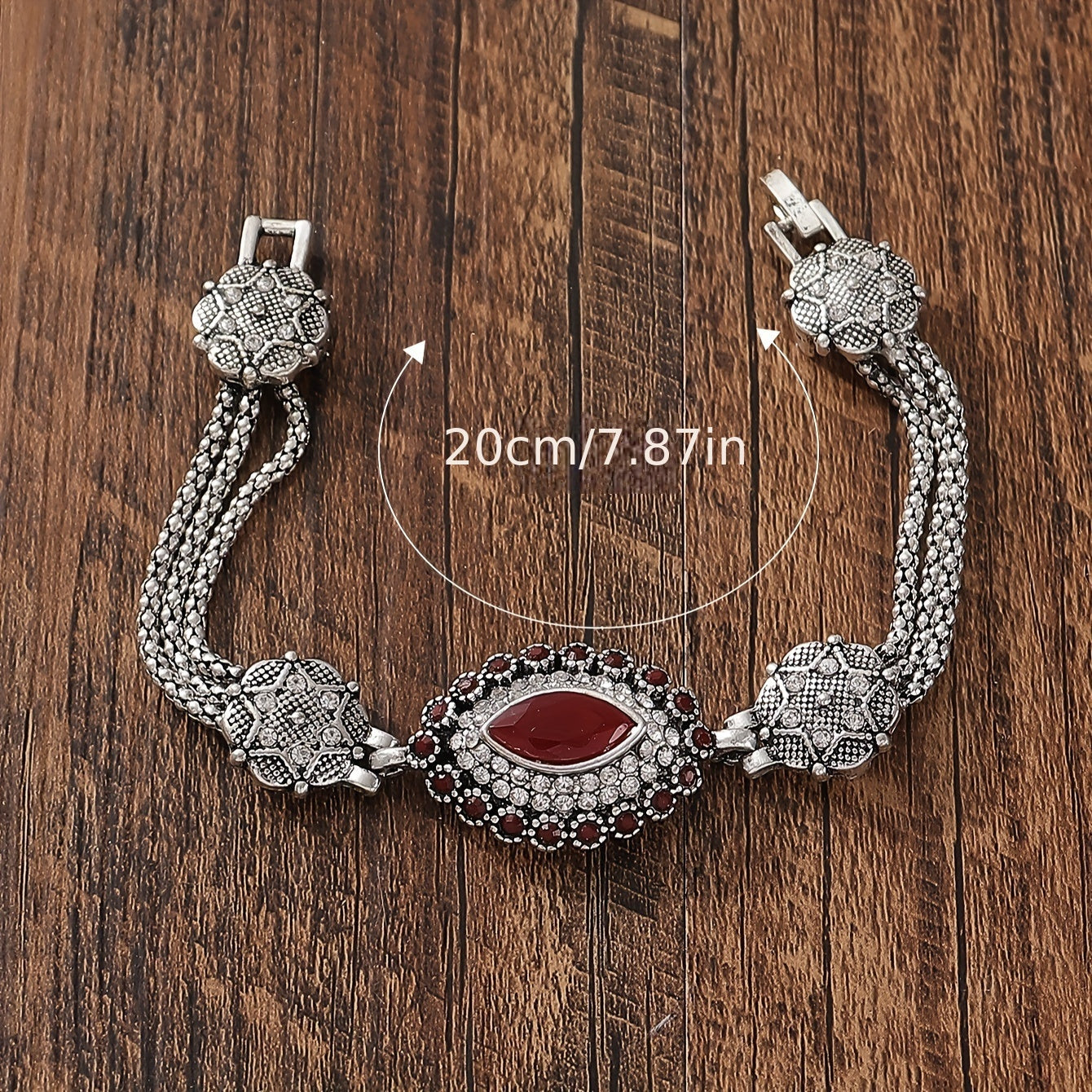 Women's Vintage Palace Style Bracelet with Water Diamonds and Geometric Starburst Design