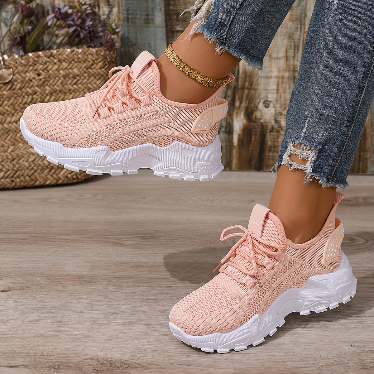 Women's White Mesh Lace Sneakers for Summer Running and Travel