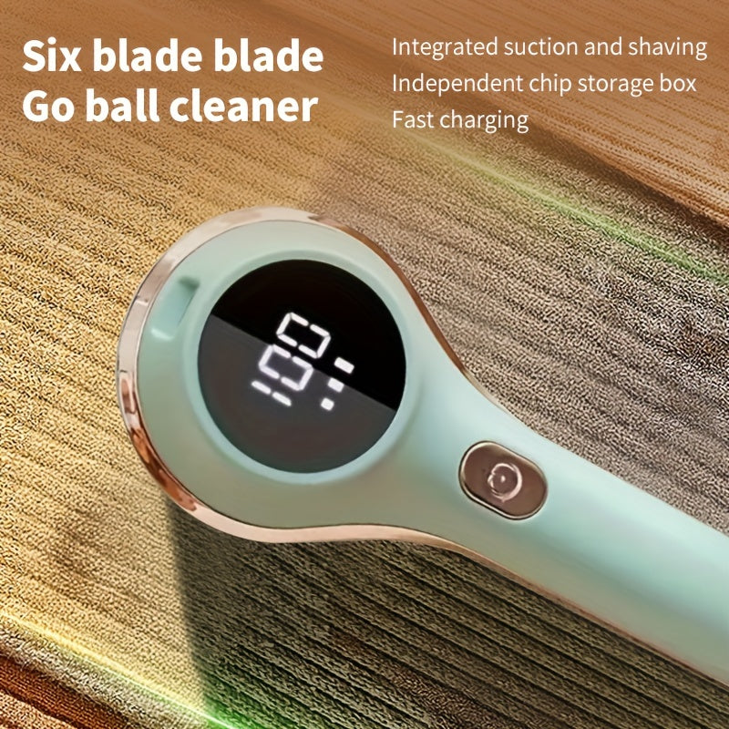 Afeitadora eléctrica de tela azul claro, recargable por USB, removedor de pelusas para ropa y muebles