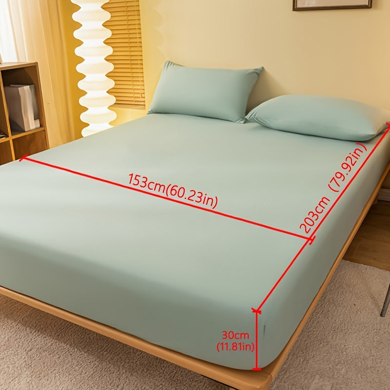 Brushed Fitted Bed Sheet Light Green Deep Pocket Mattress Protector Bedroom Guest Room