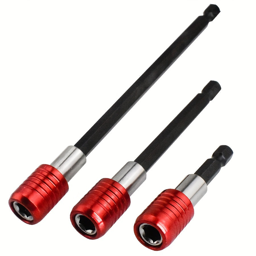 Kit de 3 piezas de soporte para brocas magnéticas rojas, universal con vástago hexagonal 14, de 60mm a 150mm