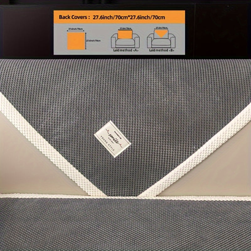 Hozirgi zamonaviy plush divan qopqog'i, barcha fasllar uchun korduroy chekkali