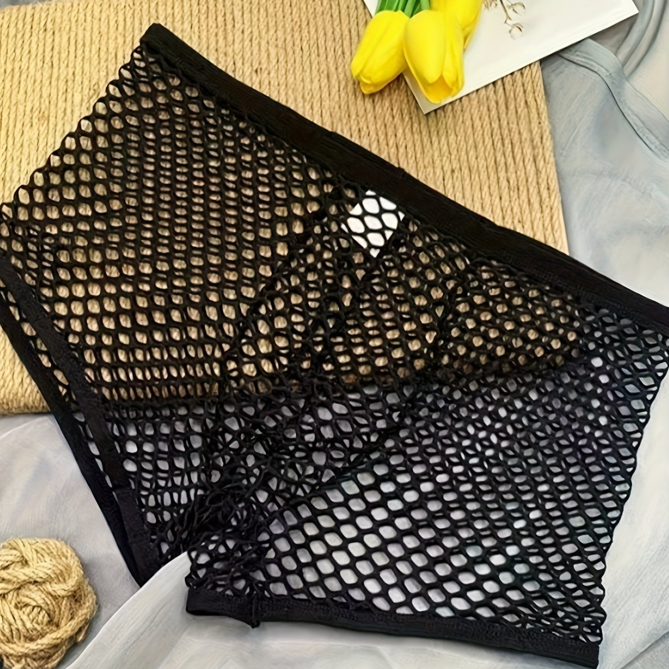 Men's Breathable Mesh Boxer Shorts with Transparent U-Shaped Design