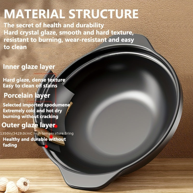 Ceramic Casserole Pot with Lid and Handles Thickened Heat-Resistant Non-Stick Durable for Home and Restaurant