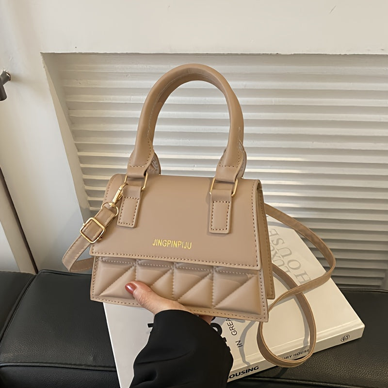 Women's Quilted Crossbody Bag with Adjustable Strap Magnetic Closure and Diamond Stitching