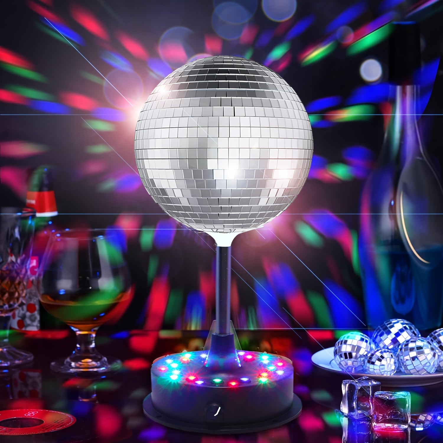 Disco Ball Light 6 Inch RGB LED with Adjustable Rotation for Parties and Home