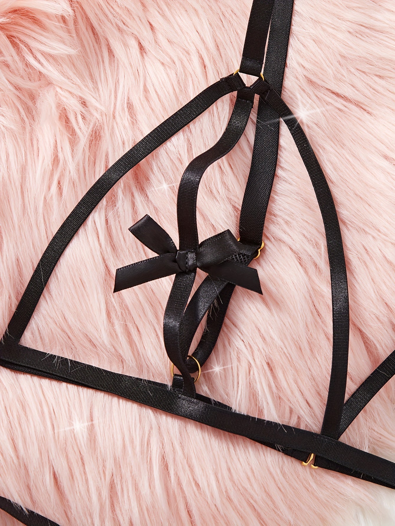 Women’s Lingerie Set Polyester Knit Adjustable Bra and Thong Solid Color High-Waisted Panty