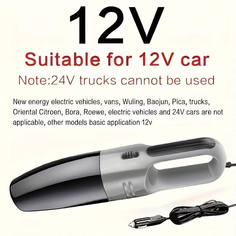 Handheld 12V Car Vacuum Cleaner with Strong Suction and Cloth Filter