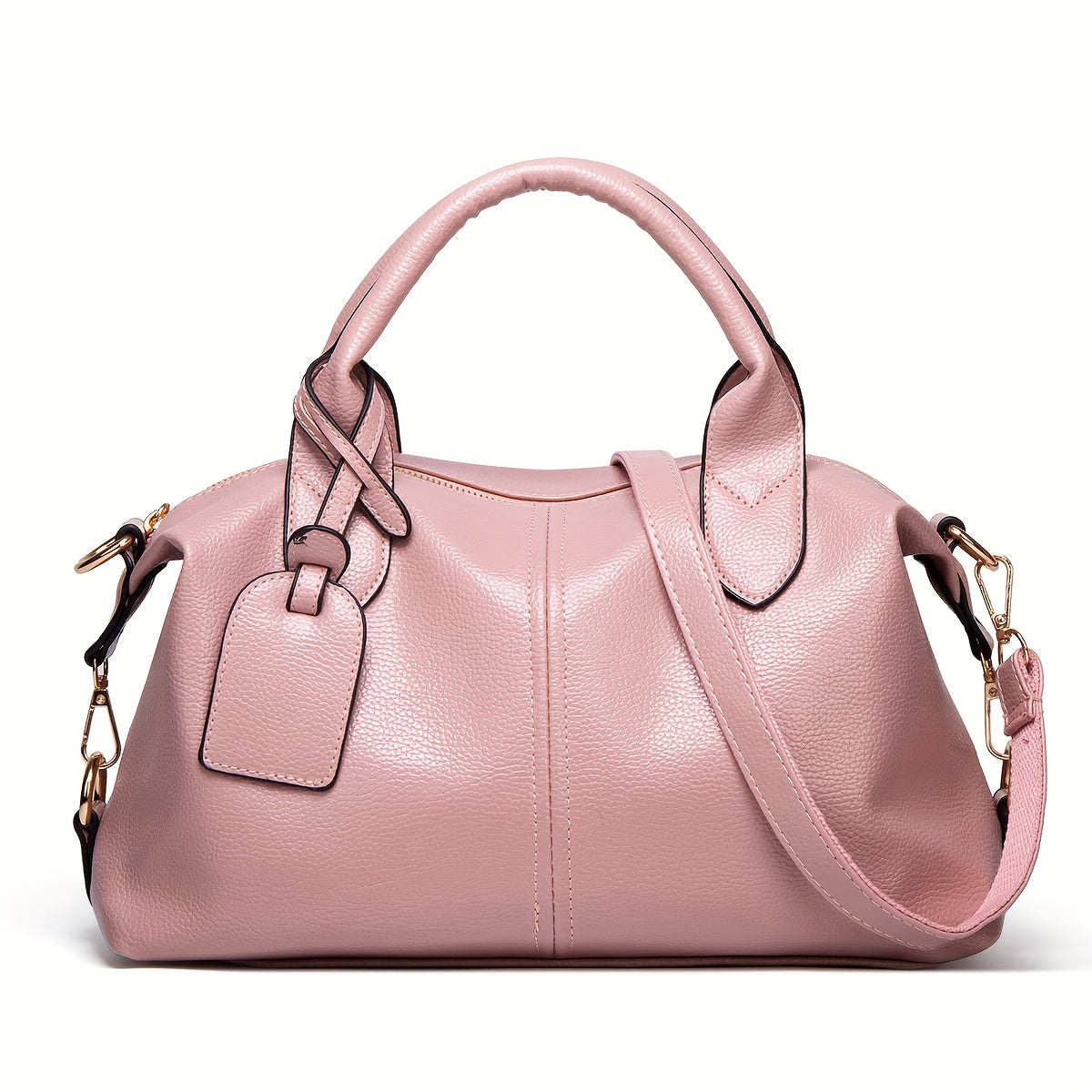 Elegant Faux Leather Shoulder Bag with Removable Strap and Zipper Closure in Multiple Colors
