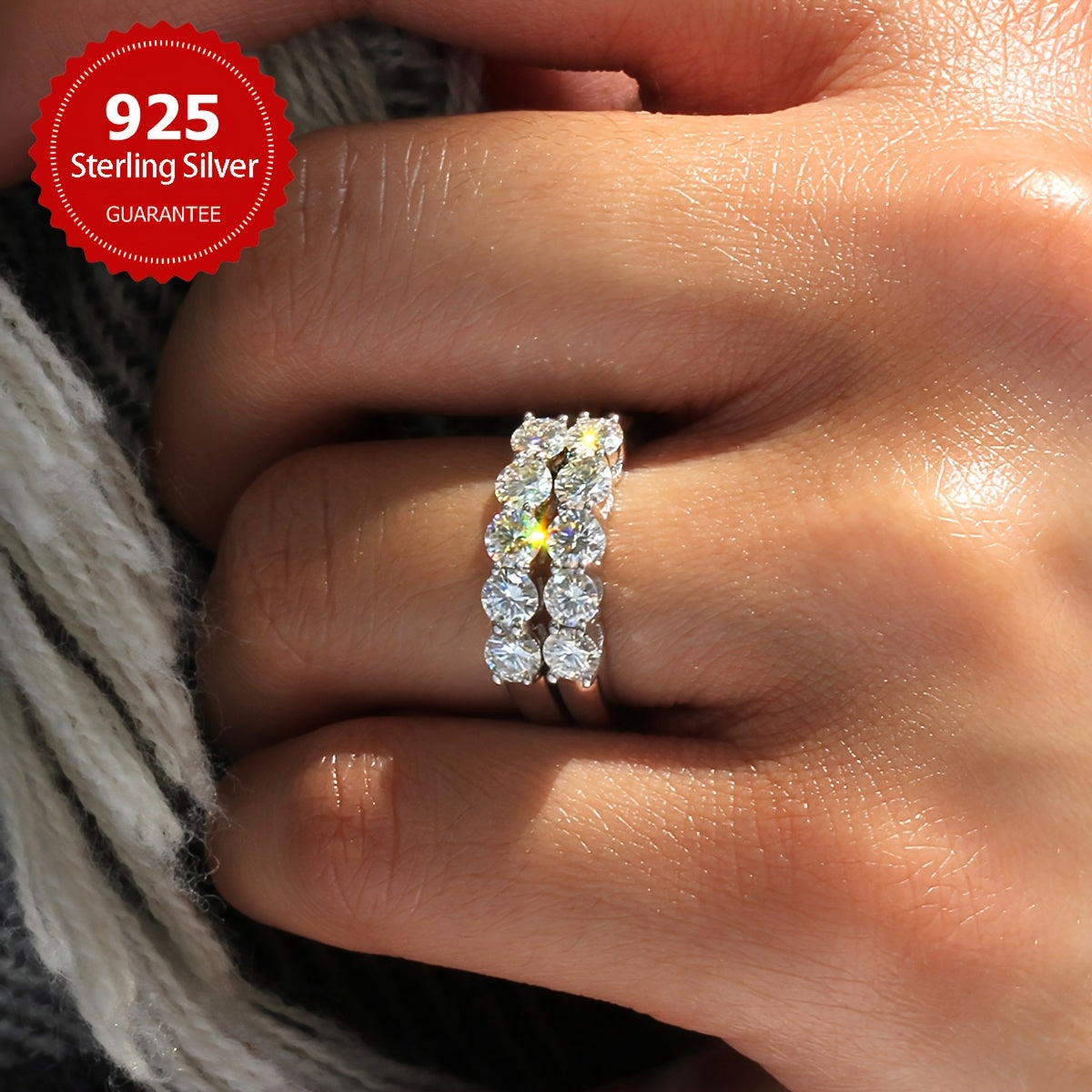 1.5 Carat Moissanite Eternity Ring for Women Hypoallergenic Sterling Silver Engagement Wedding Anniversary