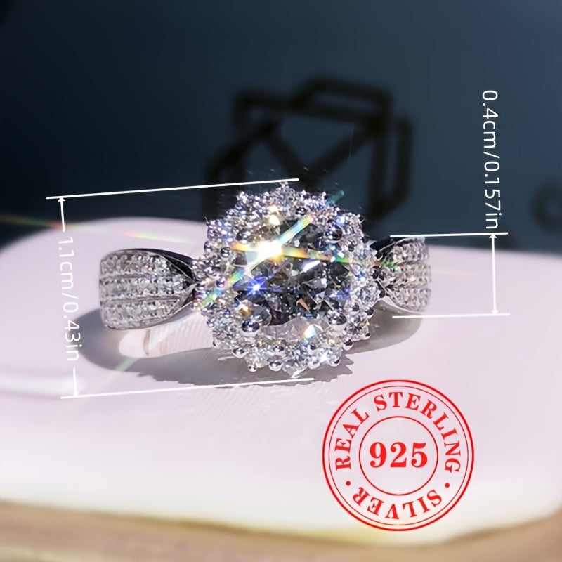 Women's Sterling Silver Wedding Ring with Paved Zirconia