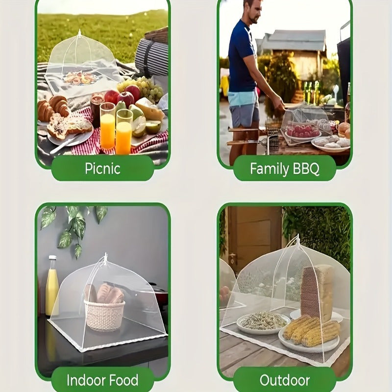 Gran toldo de malla blanca para alimentos, plegable, lavable, a prueba de insectos, paraguas para comida en picnic para cocinar y fiestas al aire libre