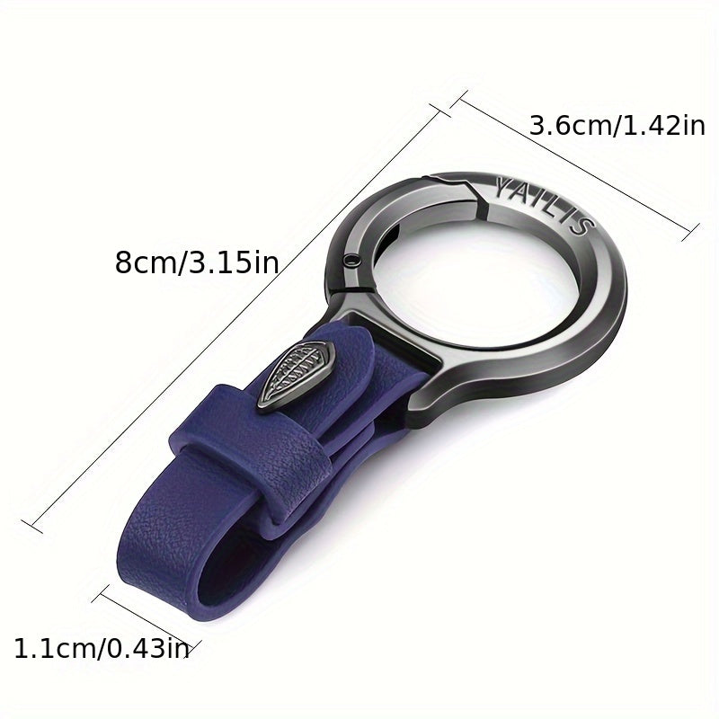 Metal Keychain with Keyring for Car Keys PU Leather Unplated Durable Organizer