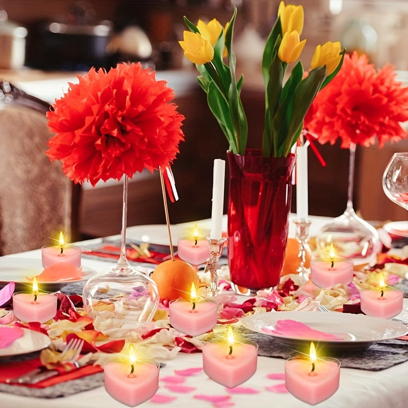 Velas de té en forma de corazón sin aroma, duración de 3 horas, decoración interior, boda, cumpleaños