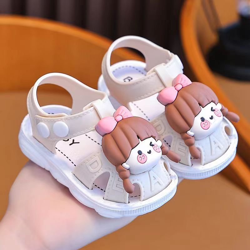 Girls Summer 2024 Cartoon Princess Sandals Toddler Infants PVC Low Top Buckle Closure
