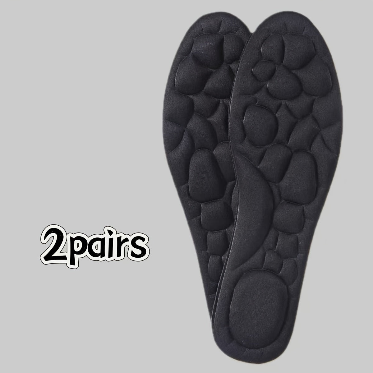 2 Pairs Unisex Memory Foam Insoles Breathable Sweat-Absorbent All-Season Black
