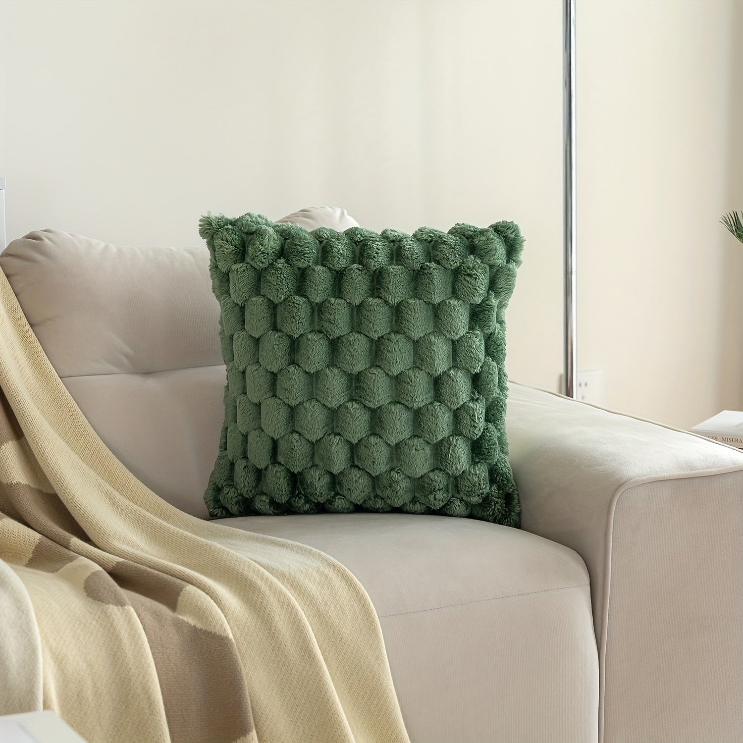 Krem shuba kreslo yostiq qoplami qishloq uy uslubi zamonaviy uy bezaklari 45.72cm x 45.72cm