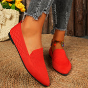 Women's Breathable Slip-On Mary Jane Flats with Fabric Upper and Rubber Sole