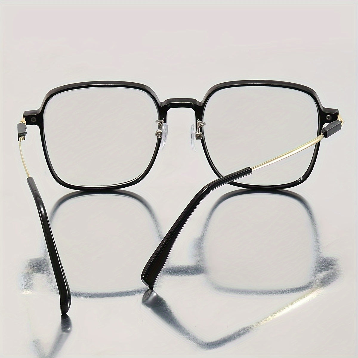 Men's Blue Light Filtering Glasses Square PC Frame No Prescription with Case and Cloth