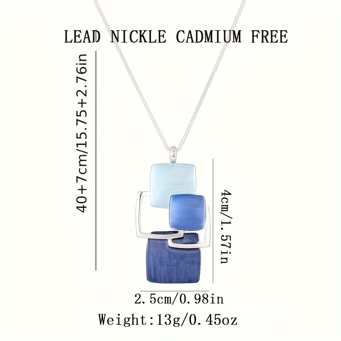 Boho-Chic Square Pendant Necklace Silver Plated Wedding Jewelry for Women